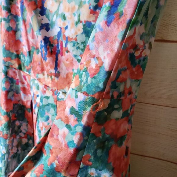 Talbots Spring/Summer Floral Sleeveless Pleated Party Dress Multi Women's 6P - Picture 3 of 11